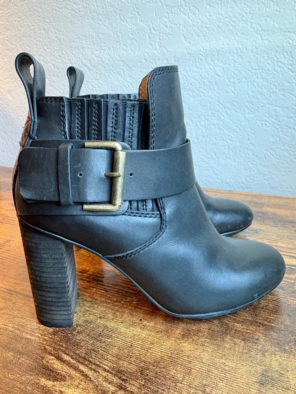 See By Chloe Black Buckle Leather Ankle Boots Womens Size EU 37 1/2 US 7 1/2